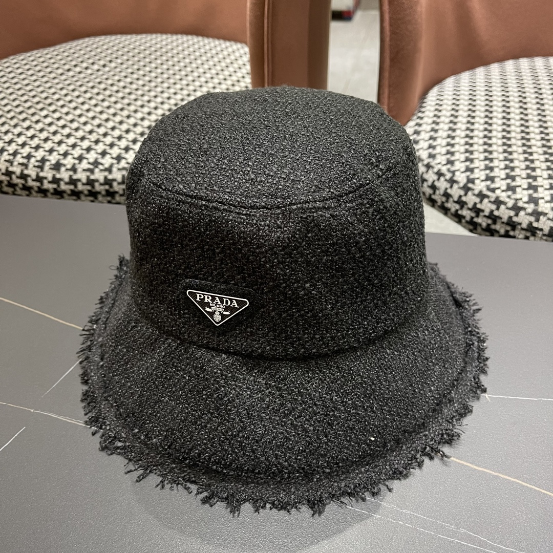 普拉达Prada早秋渔夫帽 显脸小防晒遮阳盆帽显脸小百搭文艺