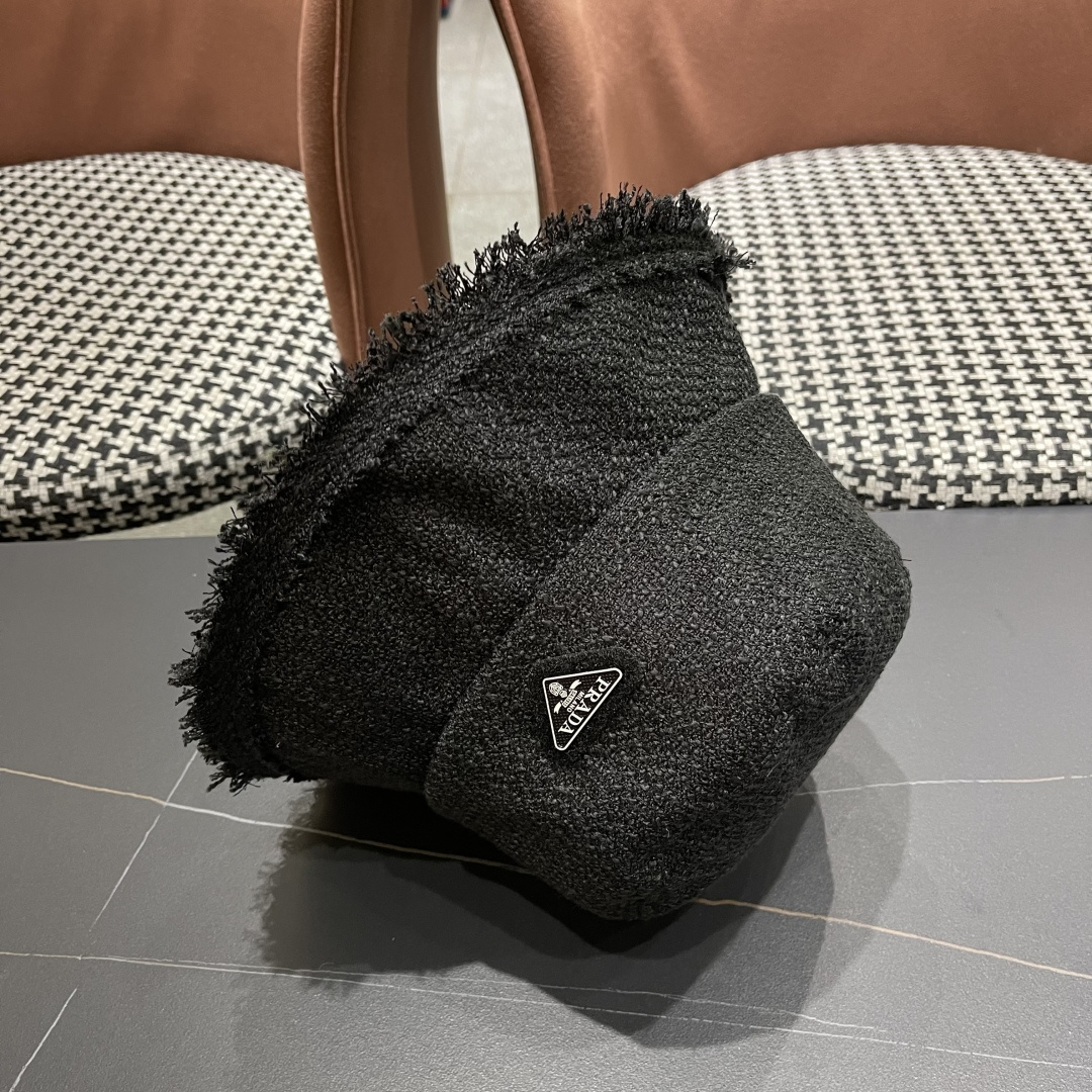 普拉达Prada早秋渔夫帽 显脸小防晒遮阳盆帽显脸小百搭文艺