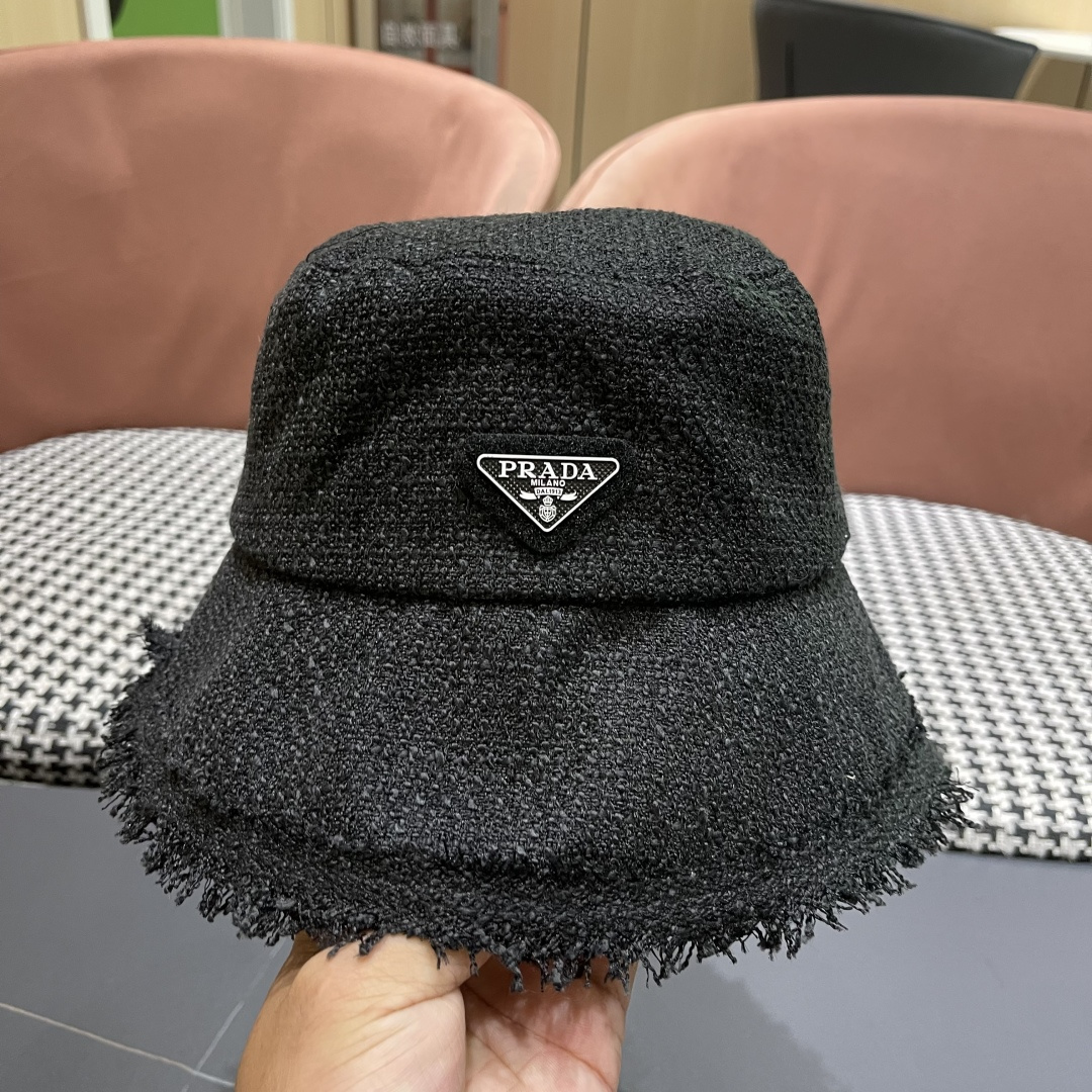 普拉达Prada早秋渔夫帽 显脸小防晒遮阳盆帽显脸小百搭文艺