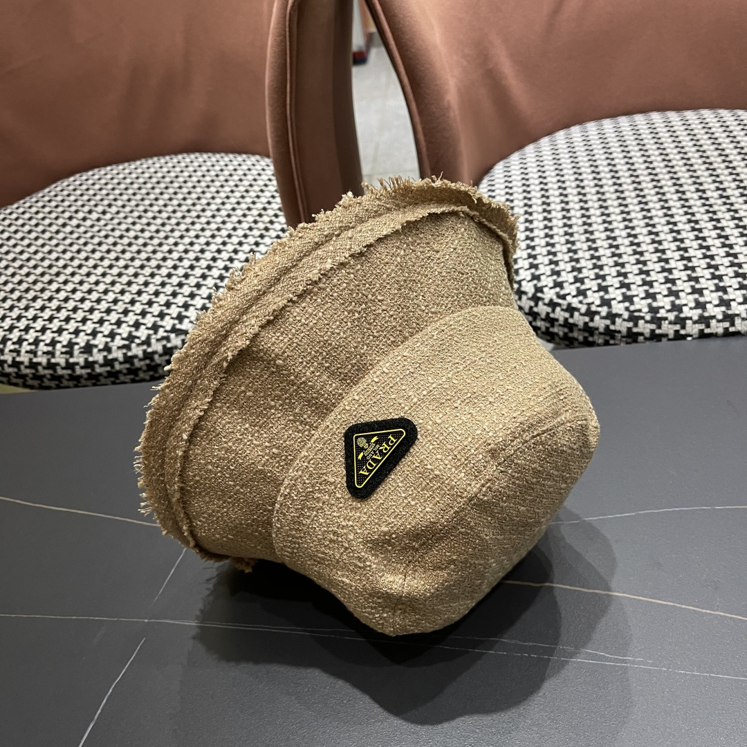 普拉达Prada早秋渔夫帽 显脸小防晒遮阳盆帽显脸小百搭文艺