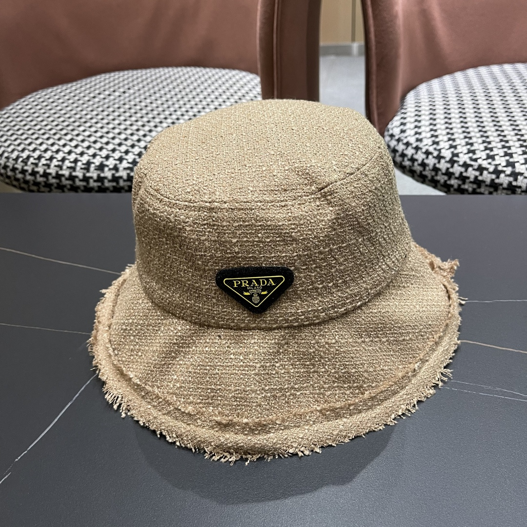 普拉达Prada早秋渔夫帽 显脸小防晒遮阳盆帽显脸小百搭文艺
