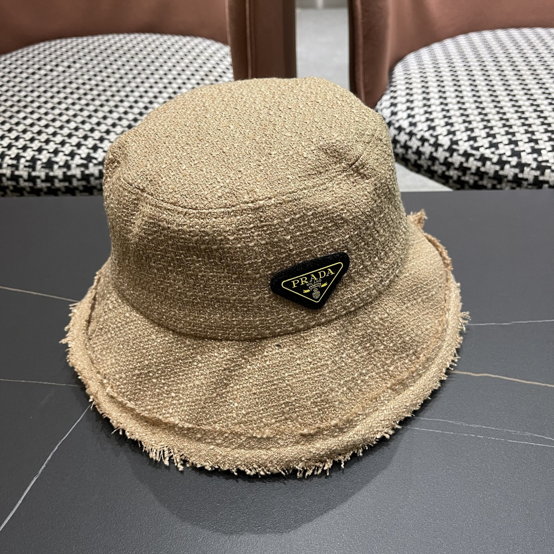 普拉达Prada早秋渔夫帽 显脸小防晒遮阳盆帽显脸小百搭文艺