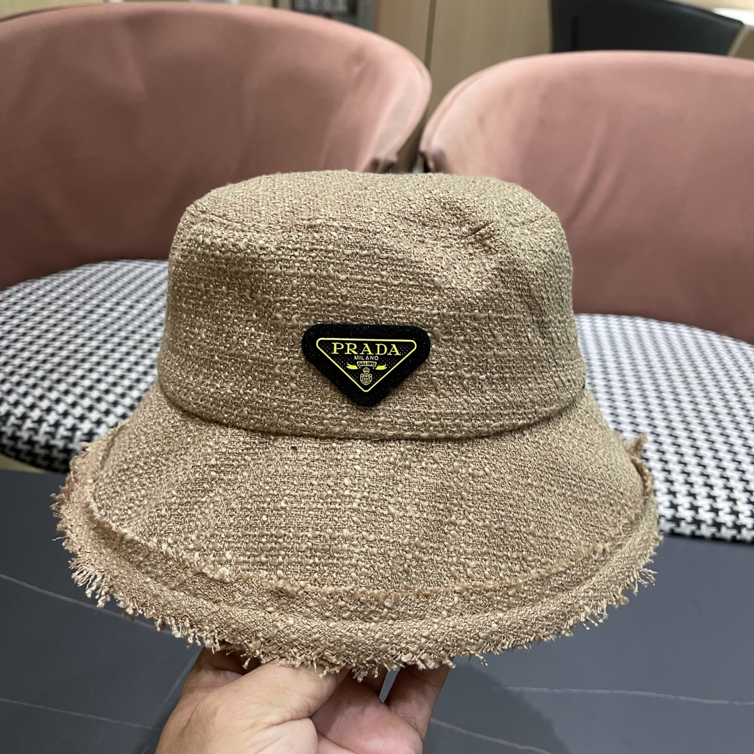 普拉达Prada早秋渔夫帽 显脸小防晒遮阳盆帽显脸小百搭文艺