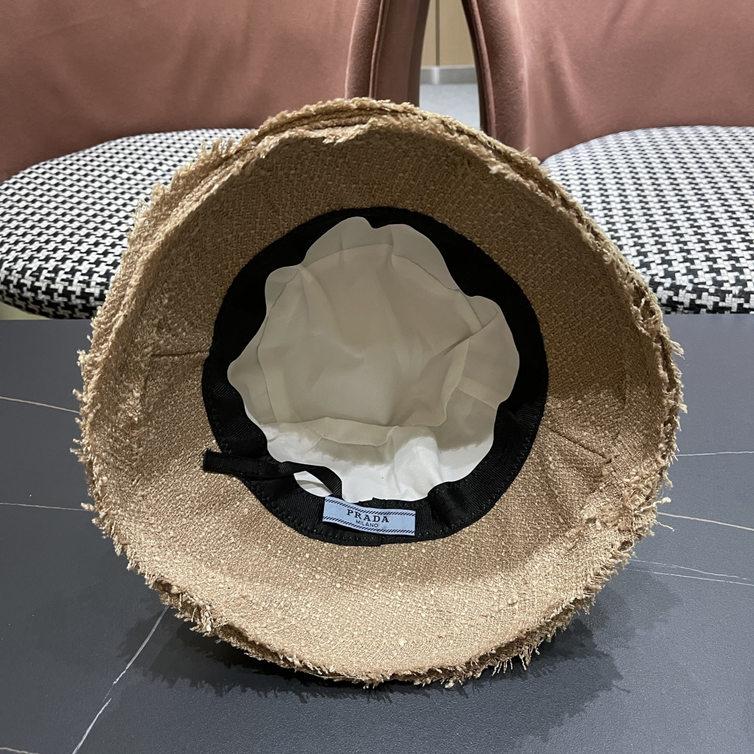 普拉达Prada早秋渔夫帽 显脸小防晒遮阳盆帽显脸小百搭文艺