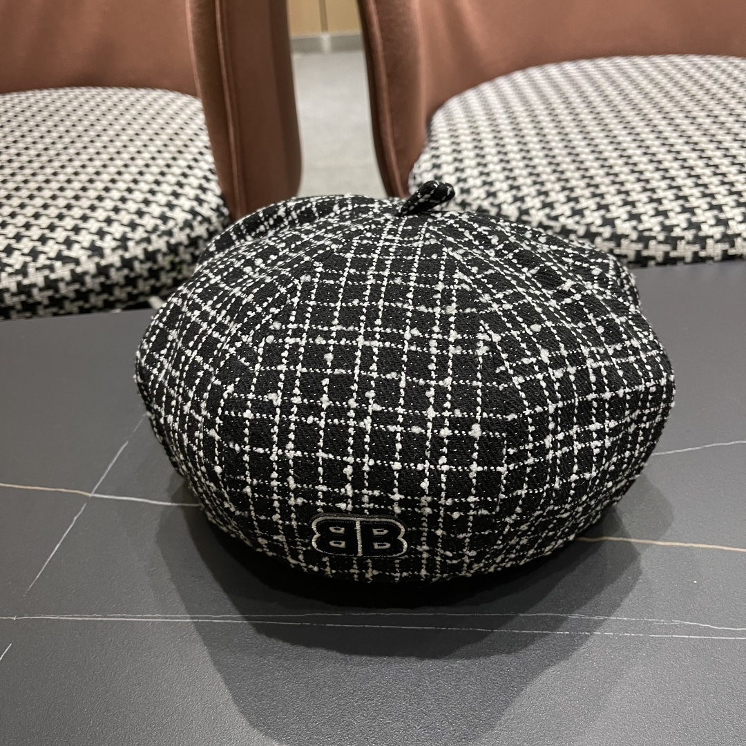 巴黎世家Balenclaga🔻 帽子女贝雷帽春秋款小香风南瓜帽ins 网红显脸小八角帽蓓蕾画家帽