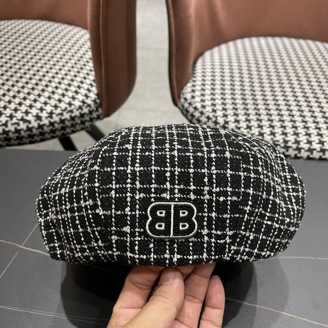 巴黎世家Balenclaga🔻 帽子女贝雷帽春秋款小香风南瓜帽ins 网红显脸小八角帽蓓蕾画家帽