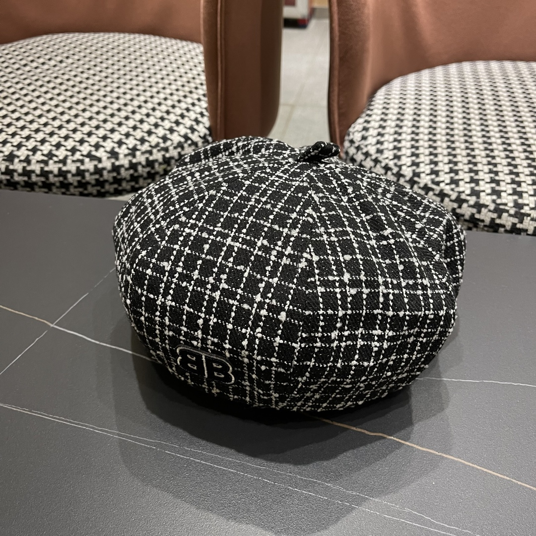 巴黎世家Balenclaga🔻 帽子女贝雷帽春秋款小香风南瓜帽ins 网红显脸小八角帽蓓蕾画家帽