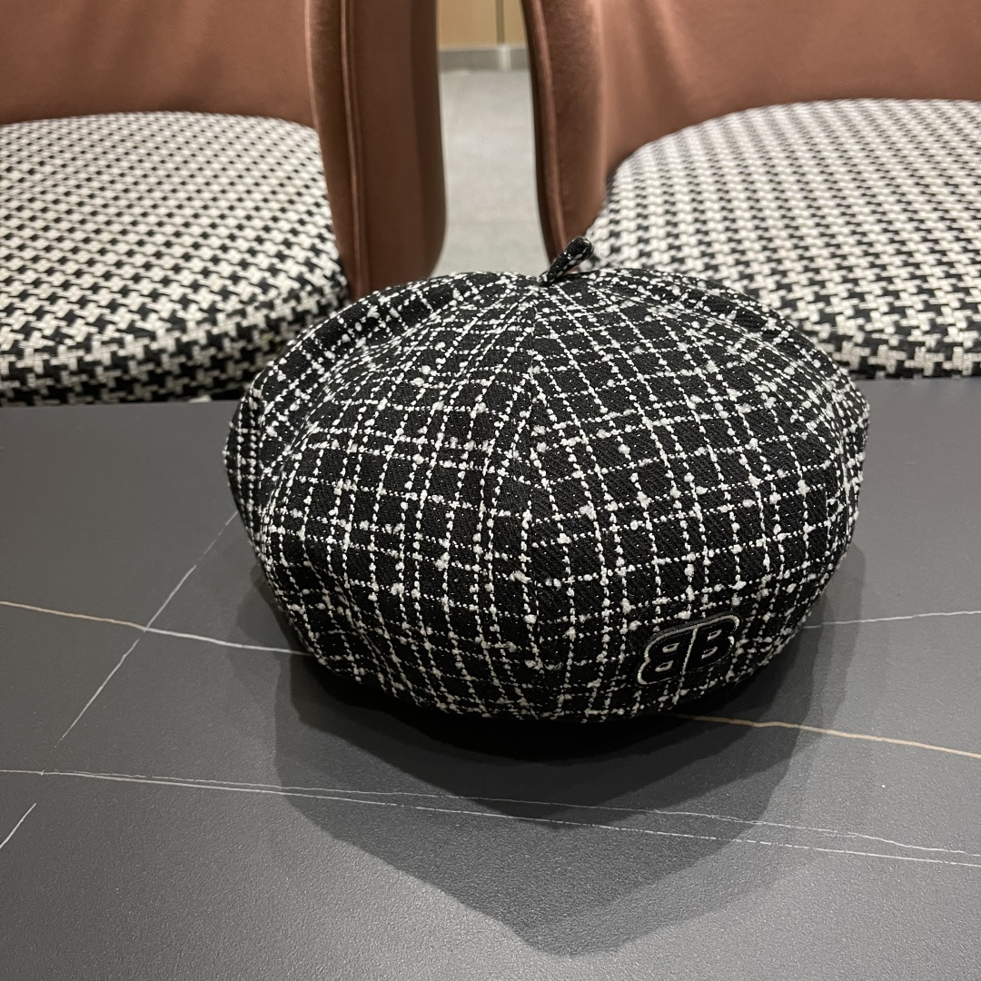 巴黎世家Balenclaga🔻 帽子女贝雷帽春秋款小香风南瓜帽ins 网红显脸小八角帽蓓蕾画家帽