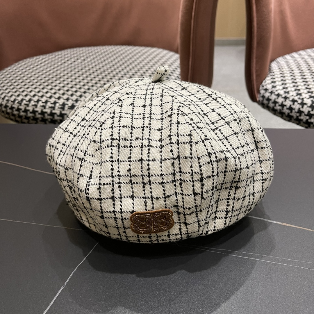 巴黎世家Balenclaga🔻 帽子女贝雷帽春秋款小香风南瓜帽ins 网红显脸小八角帽蓓蕾画家帽