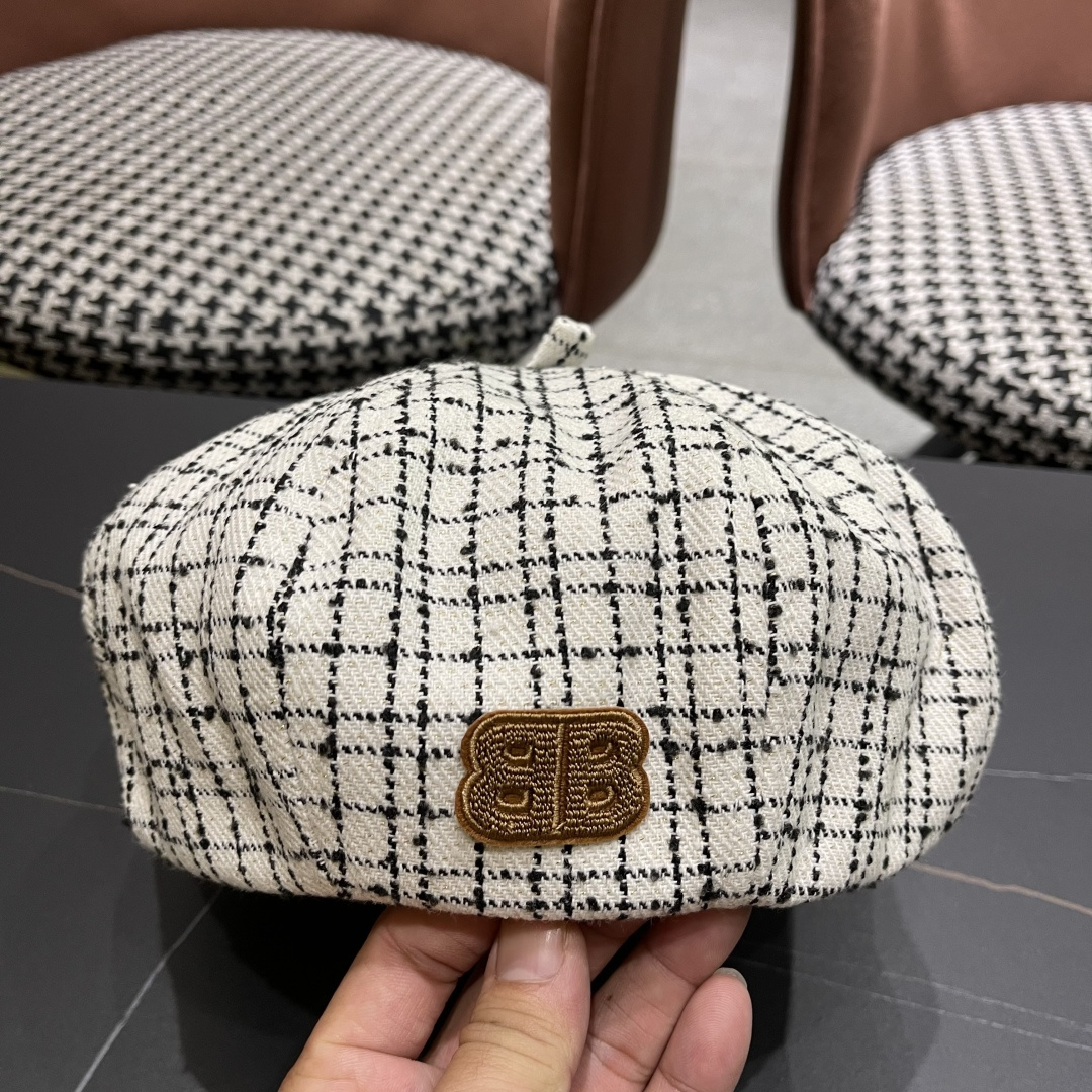 巴黎世家Balenclaga🔻 帽子女贝雷帽春秋款小香风南瓜帽ins 网红显脸小八角帽蓓蕾画家帽