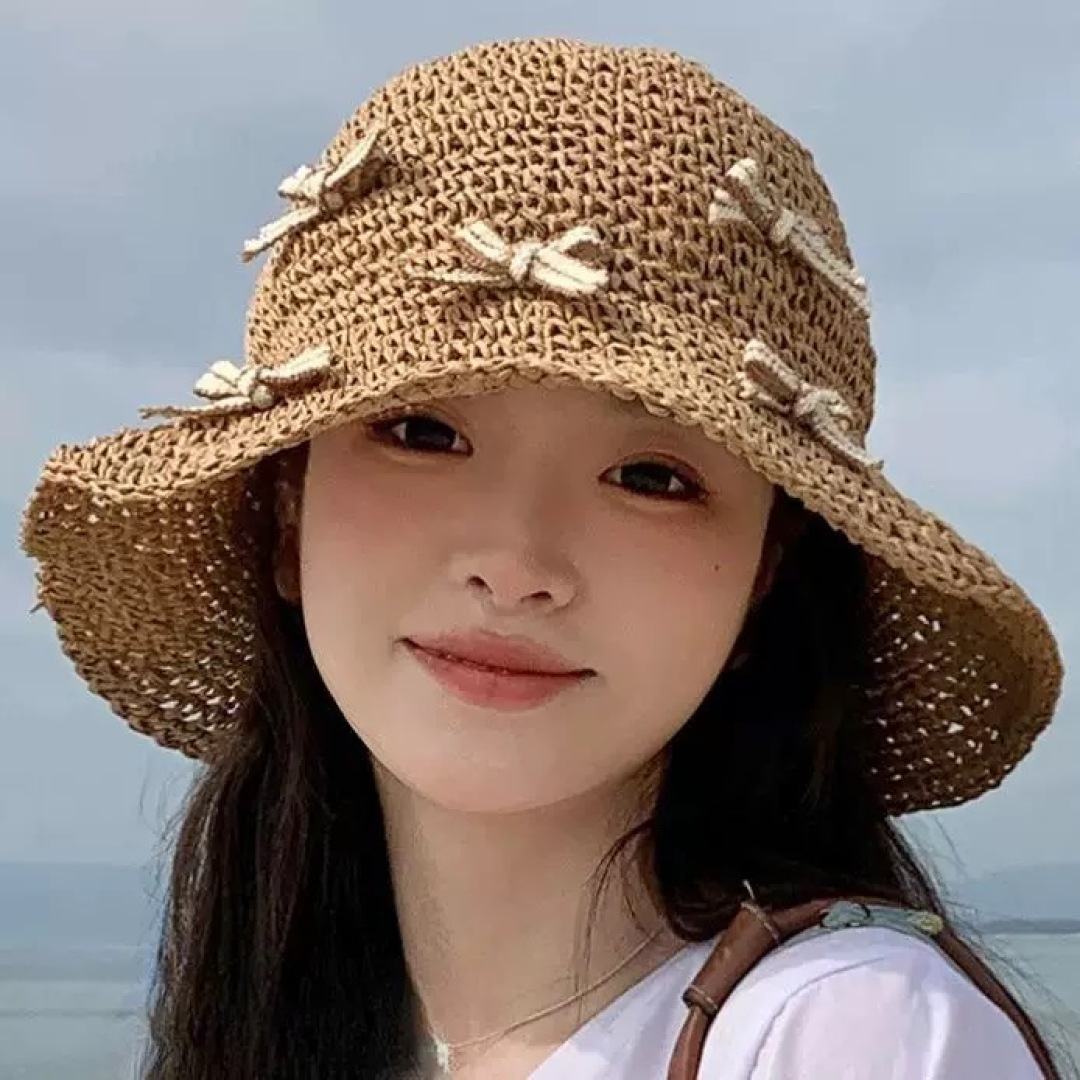 普拉达 渔夫帽女款夏季海边沙滩度假大帽檐法式草帽防晒防紫外线遮阳帽子