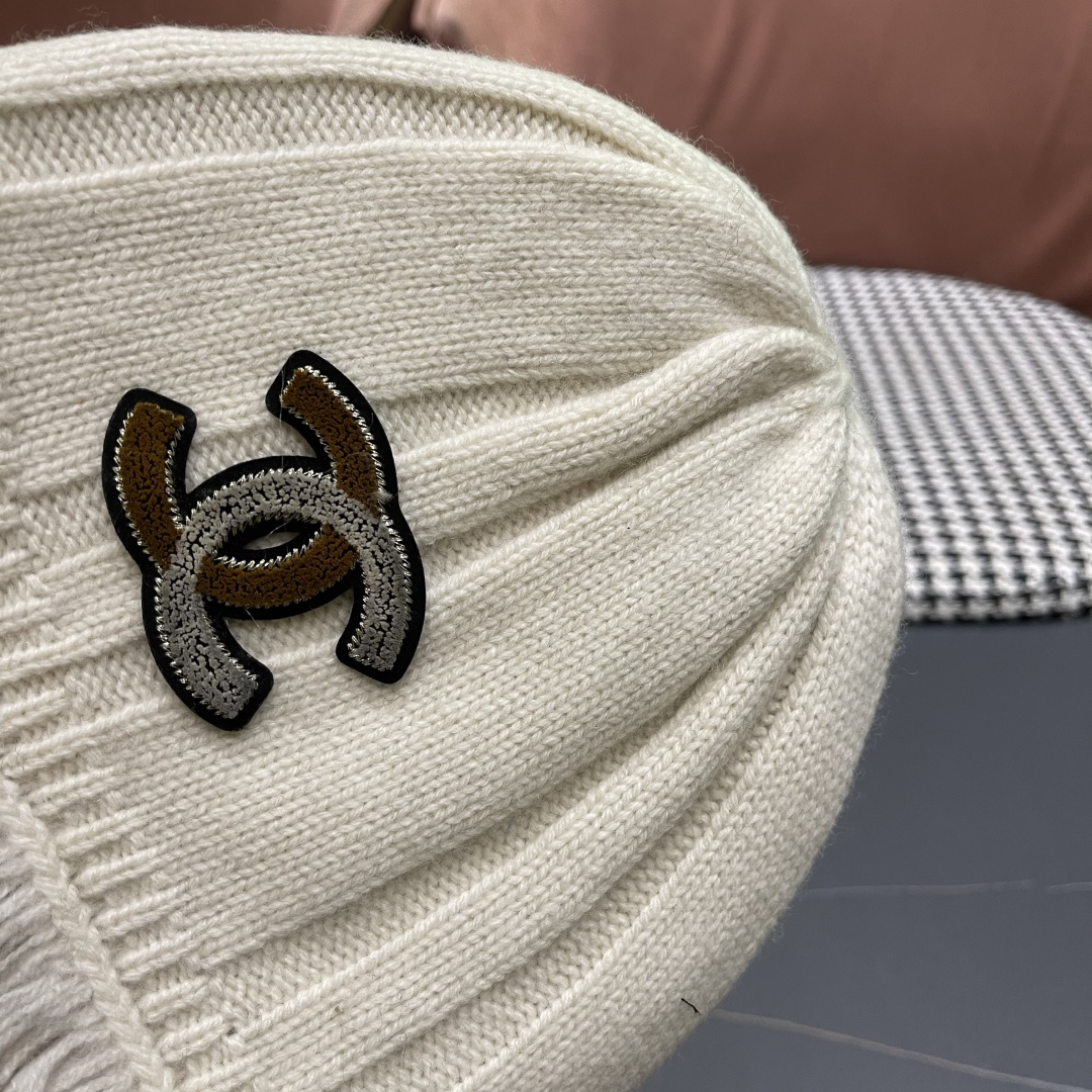  香奈儿，2025韩系毛边针织渔夫帽子女秋冬季甜美保暖百搭显脸小毛线盆帽潮