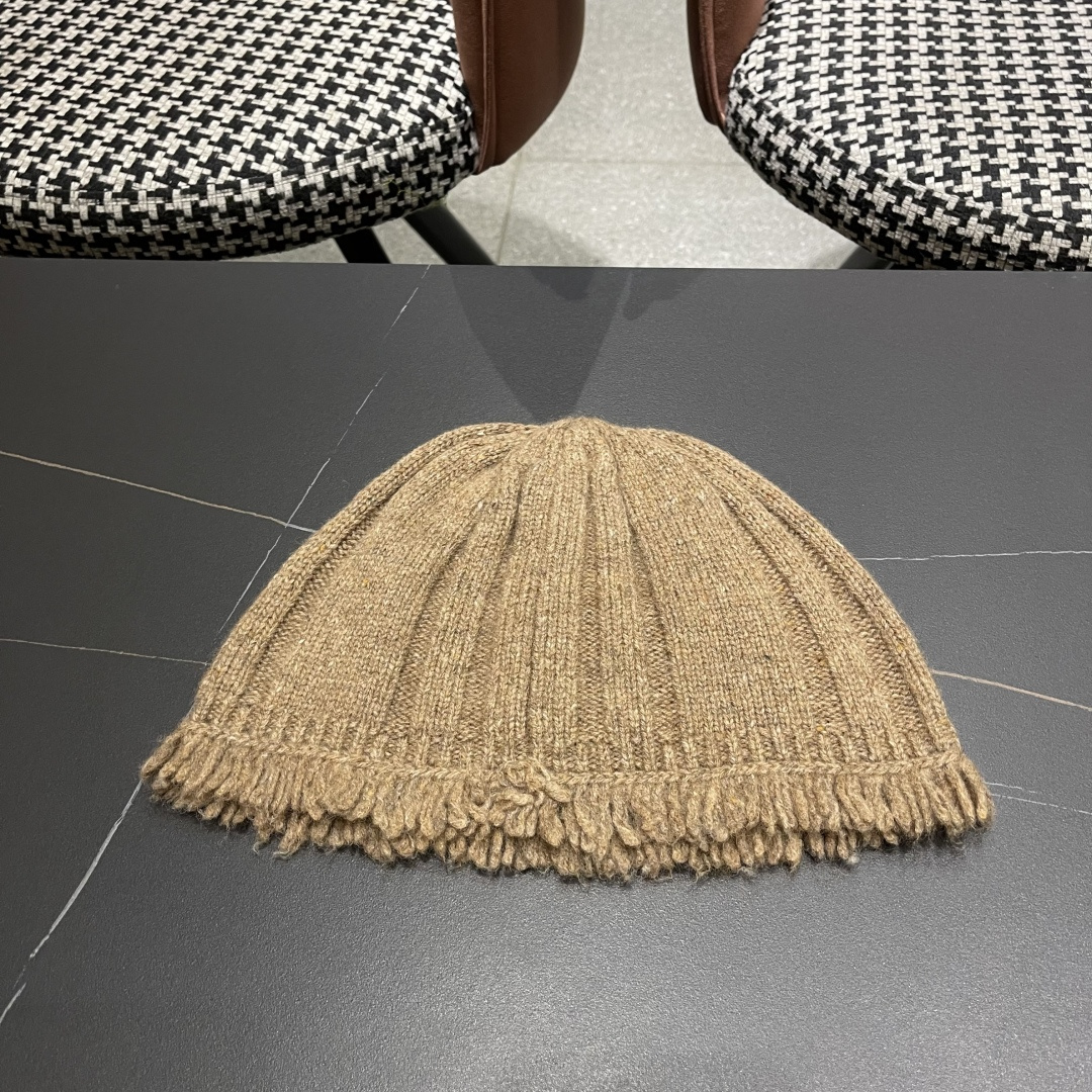  香奈儿，2025韩系毛边针织渔夫帽子女秋冬季甜美保暖百搭显脸小毛线盆帽潮
