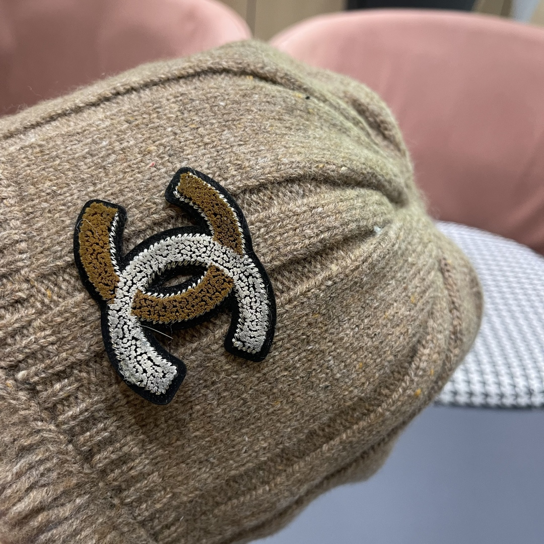  香奈儿，2025韩系毛边针织渔夫帽子女秋冬季甜美保暖百搭显脸小毛线盆帽潮