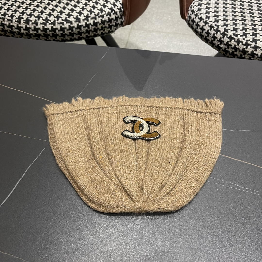  香奈儿，2025韩系毛边针织渔夫帽子女秋冬季甜美保暖百搭显脸小毛线盆帽潮