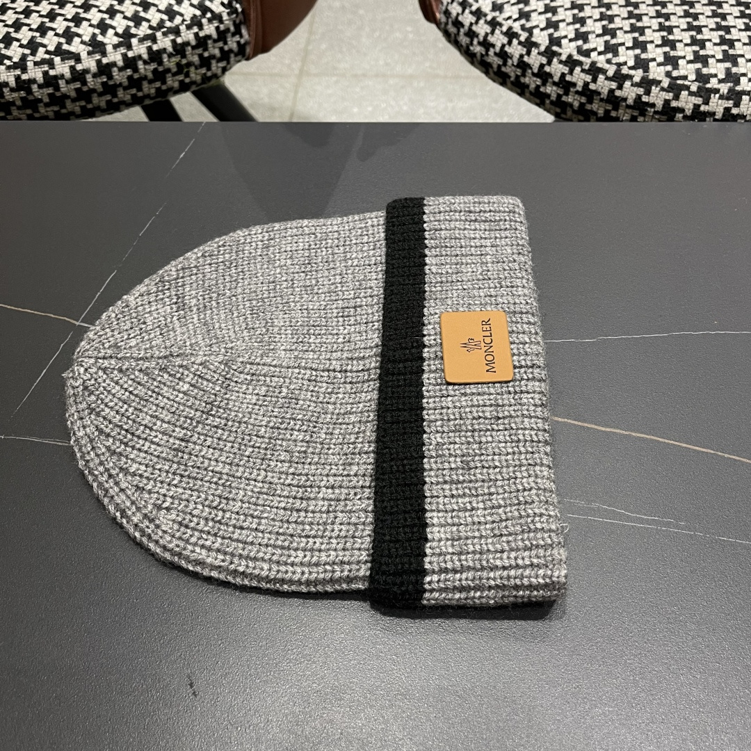 【MONCLER蒙口】2025秋冬新款拼色密织针织毛线帽，男女款大牌设计～秋冬穿搭必备