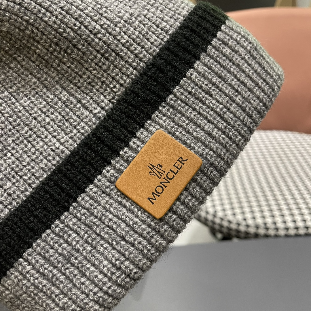 【MONCLER蒙口】2025秋冬新款拼色密织针织毛线帽，男女款大牌设计～秋冬穿搭必备