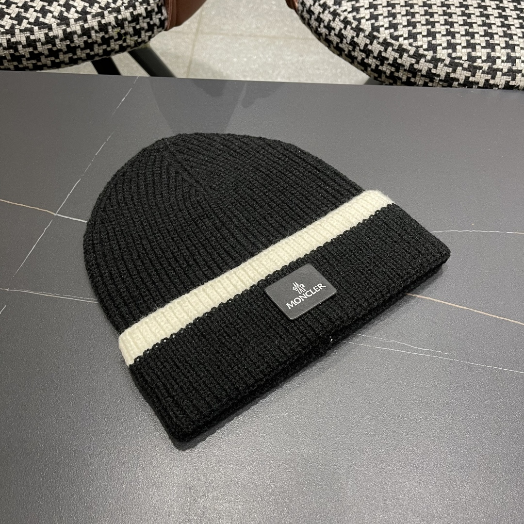 【MONCLER蒙口】2025秋冬新款拼色密织针织毛线帽，男女款大牌设计～秋冬穿搭必备