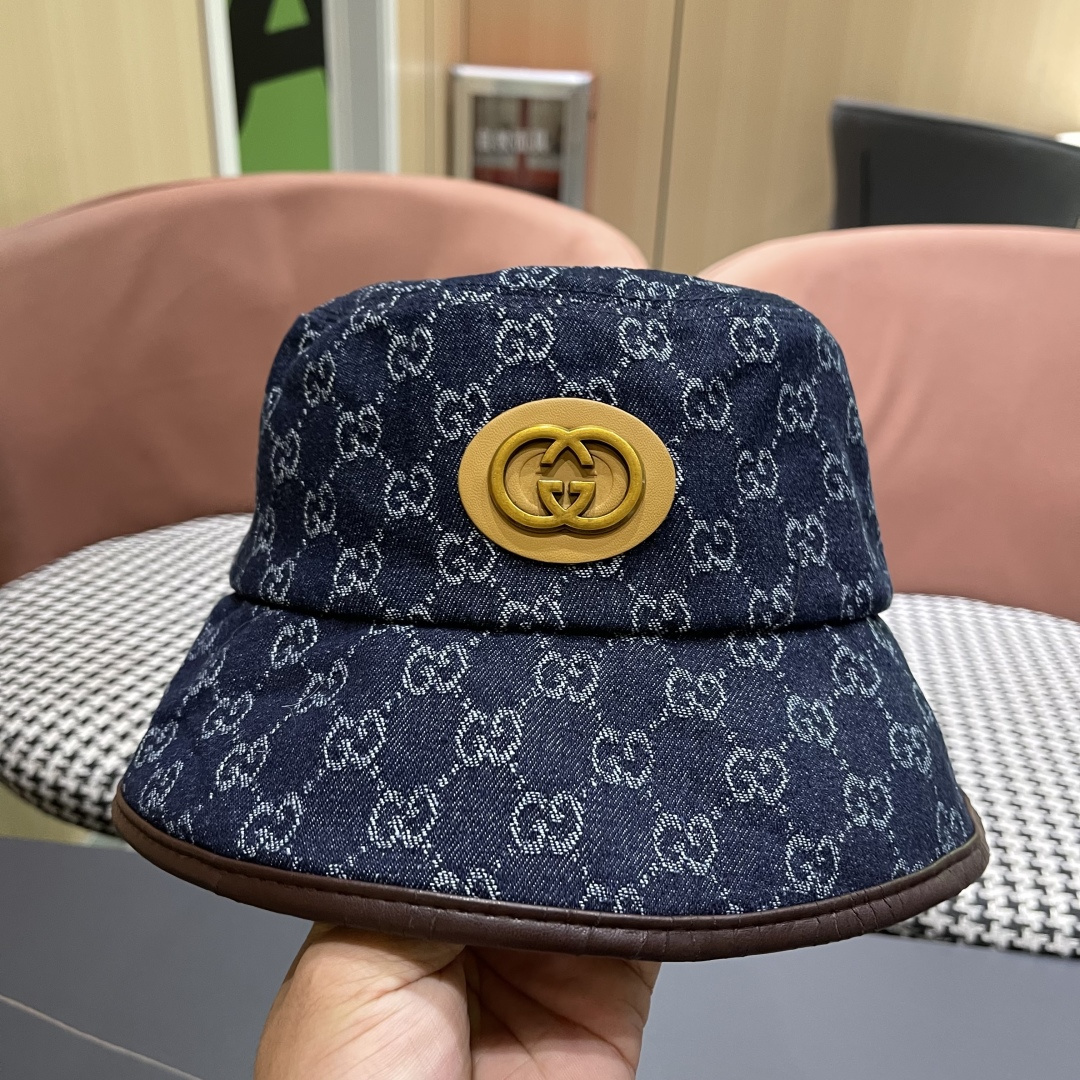 原单品质GUCCI古奇渔夫帽👒官网新品Gucci渔夫帽火爆来袭 工艺非常精美 高档大气上档次！低调奢华，