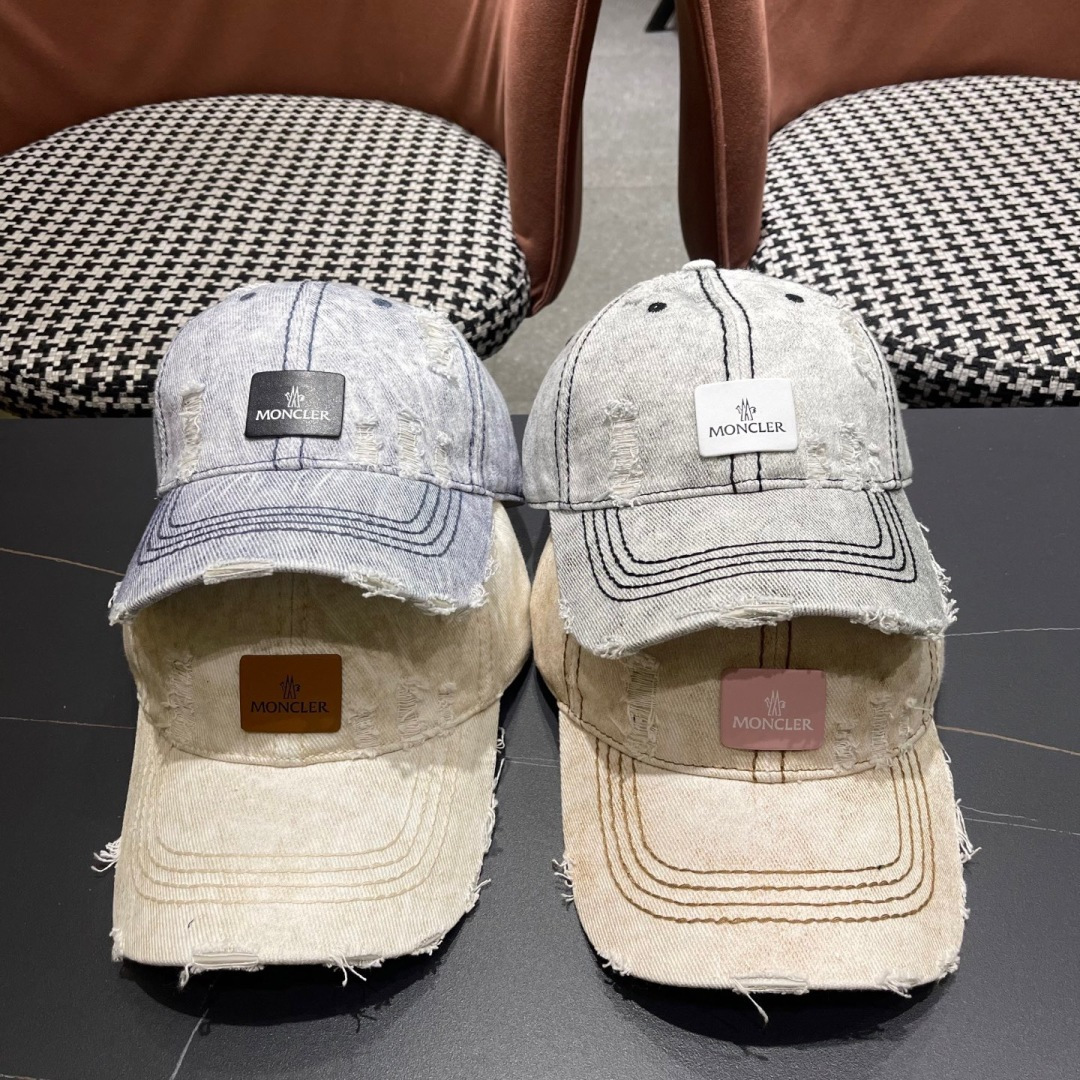 moncler潮牌蒙口经典牛仔棒球帽，男女户外保百搭帽子