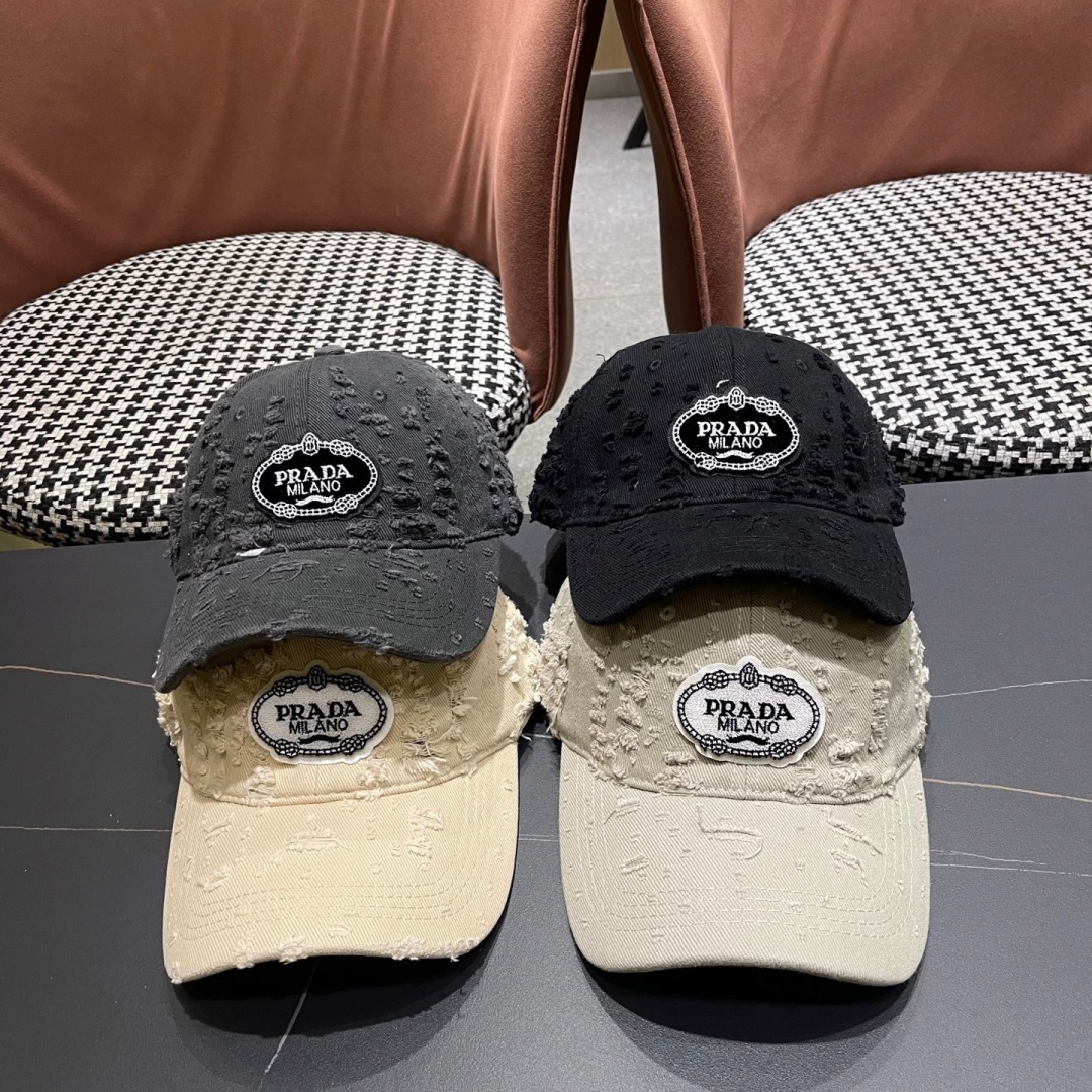  PRADA普拉达新款破小洞棒球帽🕋洋气潮品，男女同款！