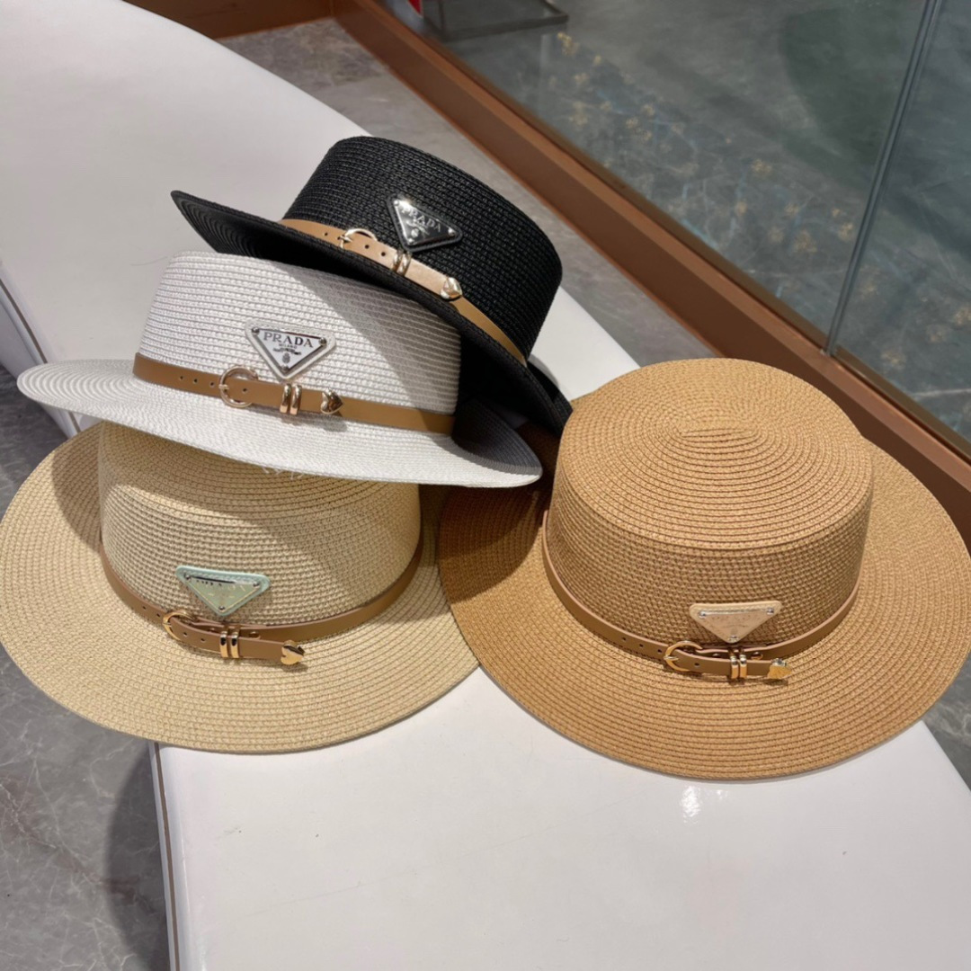 【PRADA普拉达】的新款草编遮阳草帽盆帽🤩沙滩风，简约大方，百搭单品～出街首选，新款帽型超美腻，新品