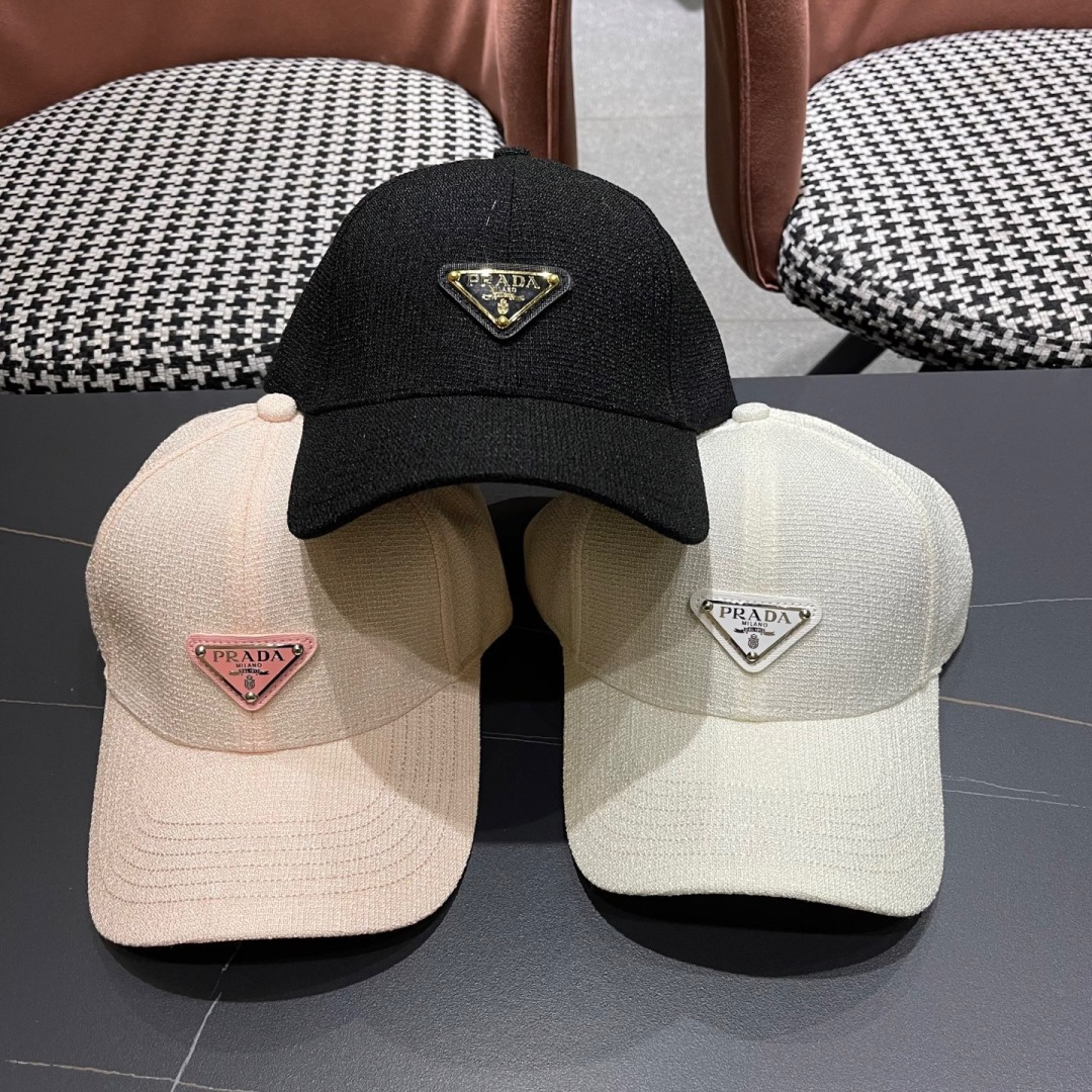 【PRADA普拉达】高端棒球帽🧢，欧美重工手法，曰韩潮流，时尚大气，帅哥美女必入款❤️❤️❤️男女必备！