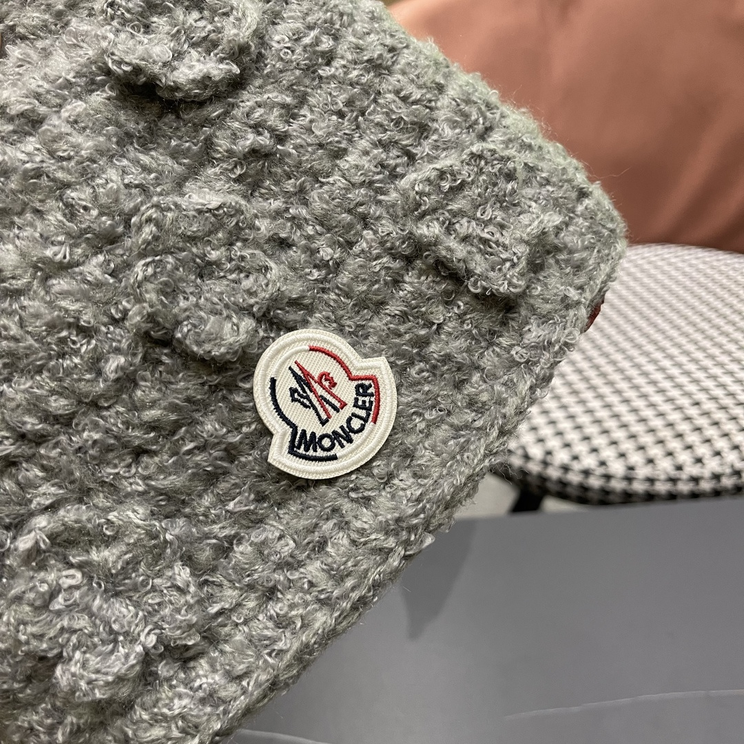 MONCLER蒙口甜美立体花朵手工毛线帽女秋冬韩系百搭显脸小护耳帽保暖针织帽子