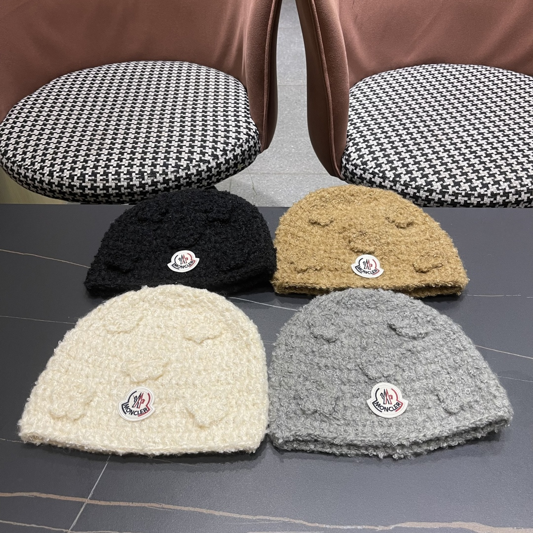  MONCLER蒙口甜美立体花朵手工毛线帽女秋冬韩系
百搭显脸小护耳帽保暖针织帽子