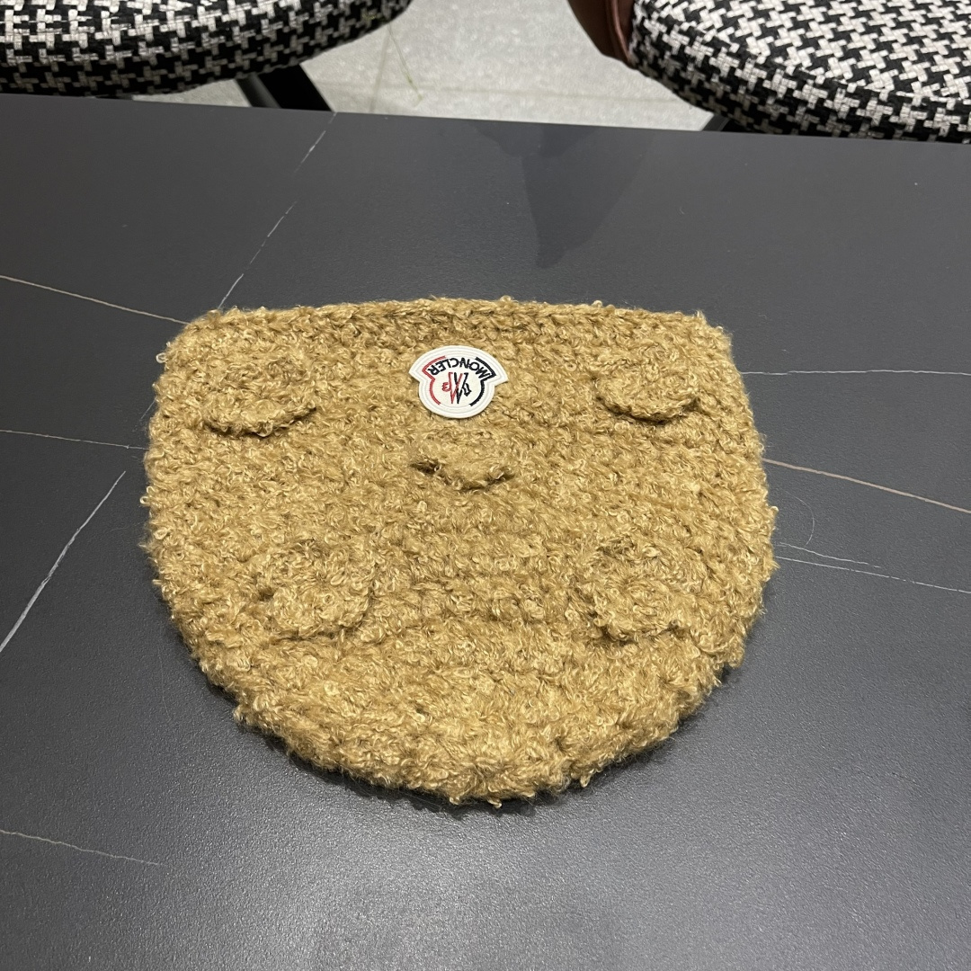 MONCLER蒙口甜美立体花朵手工毛线帽女秋冬韩系百搭显脸小护耳帽保暖针织帽子