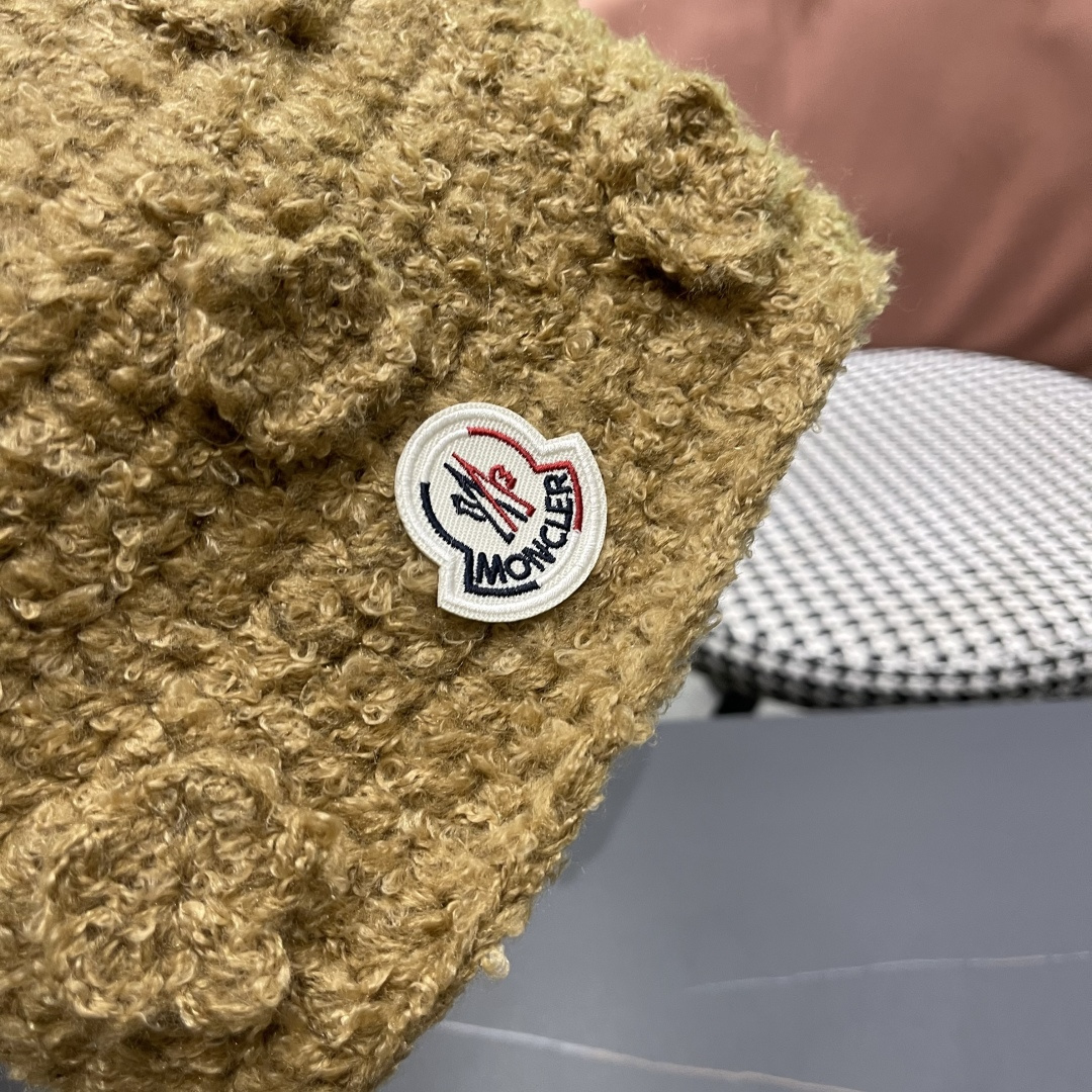 MONCLER蒙口甜美立体花朵手工毛线帽女秋冬韩系百搭显脸小护耳帽保暖针织帽子