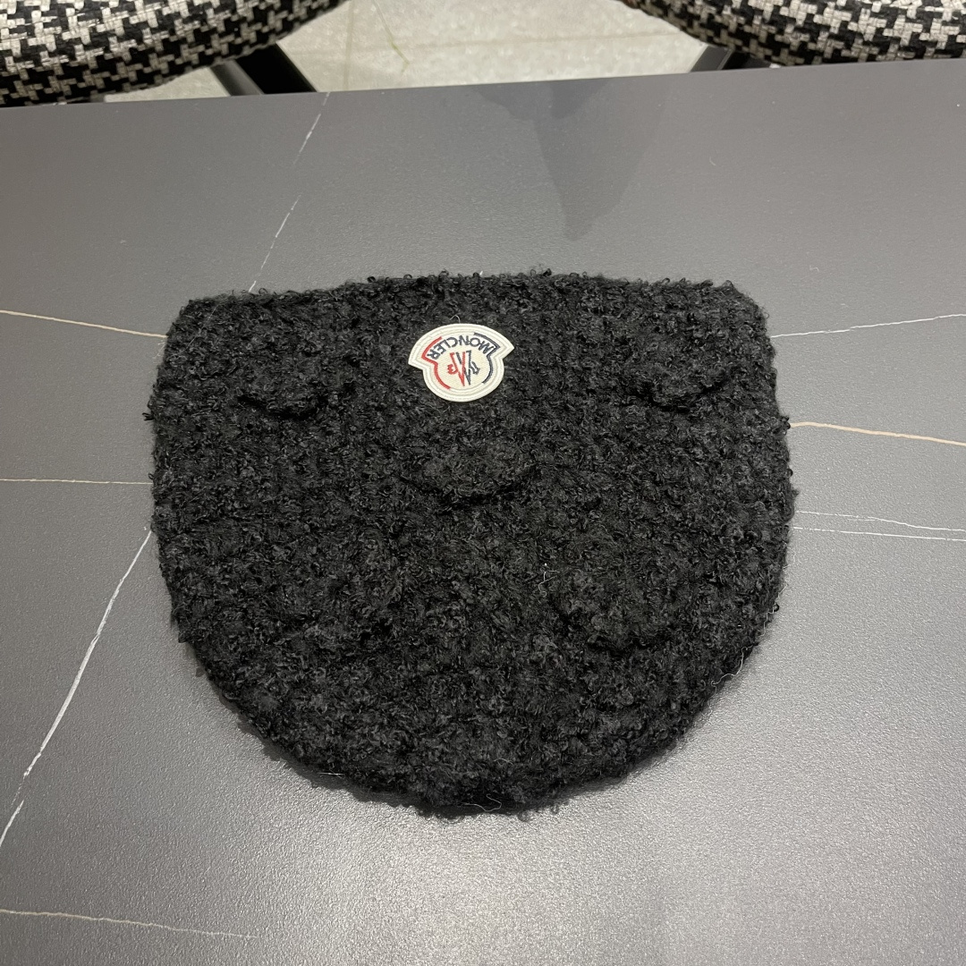 MONCLER蒙口甜美立体花朵手工毛线帽女秋冬韩系百搭显脸小护耳帽保暖针织帽子