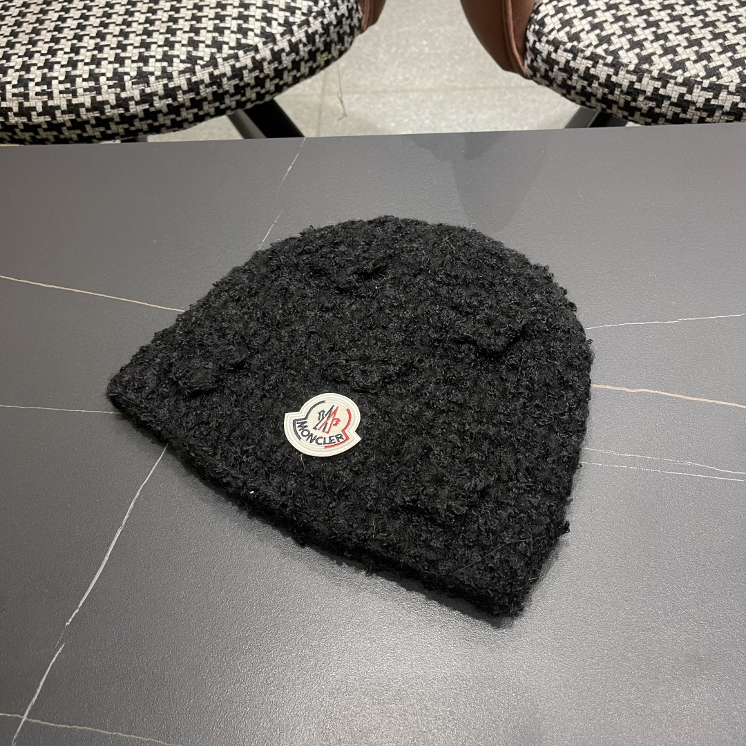 MONCLER蒙口甜美立体花朵手工毛线帽女秋冬韩系百搭显脸小护耳帽保暖针织帽子