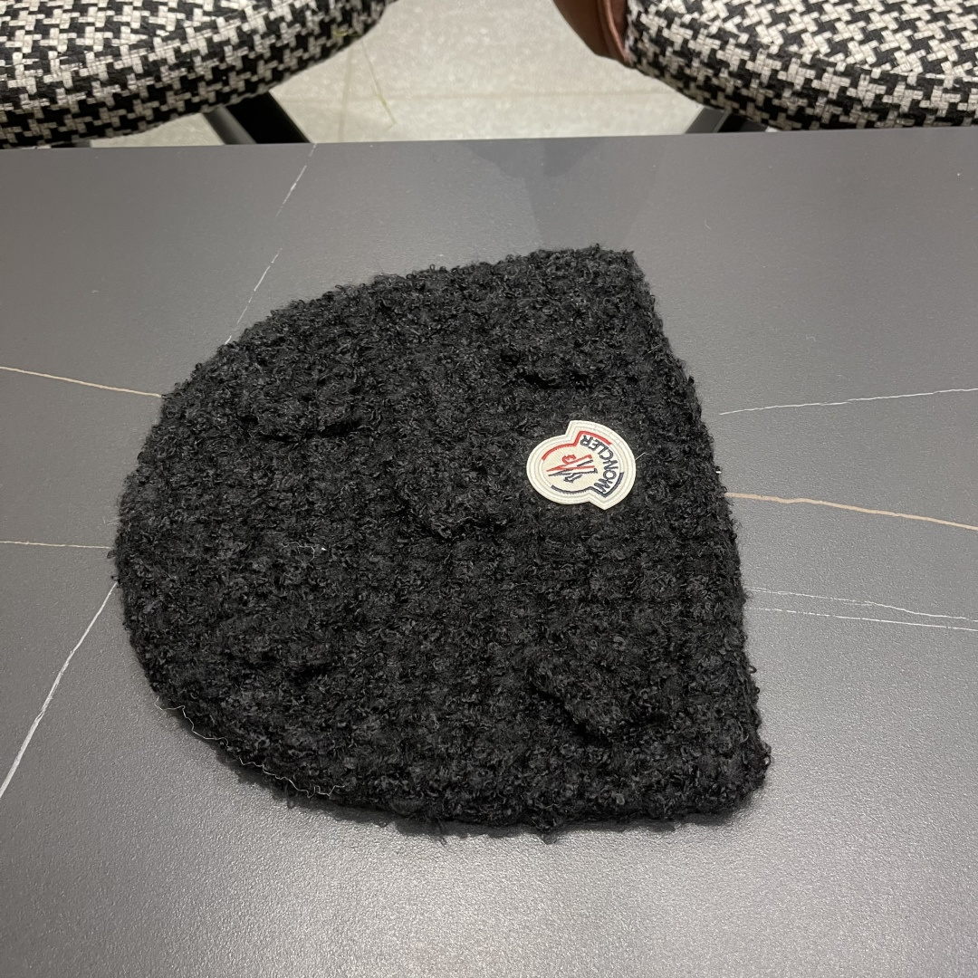 MONCLER蒙口甜美立体花朵手工毛线帽女秋冬韩系百搭显脸小护耳帽保暖针织帽子