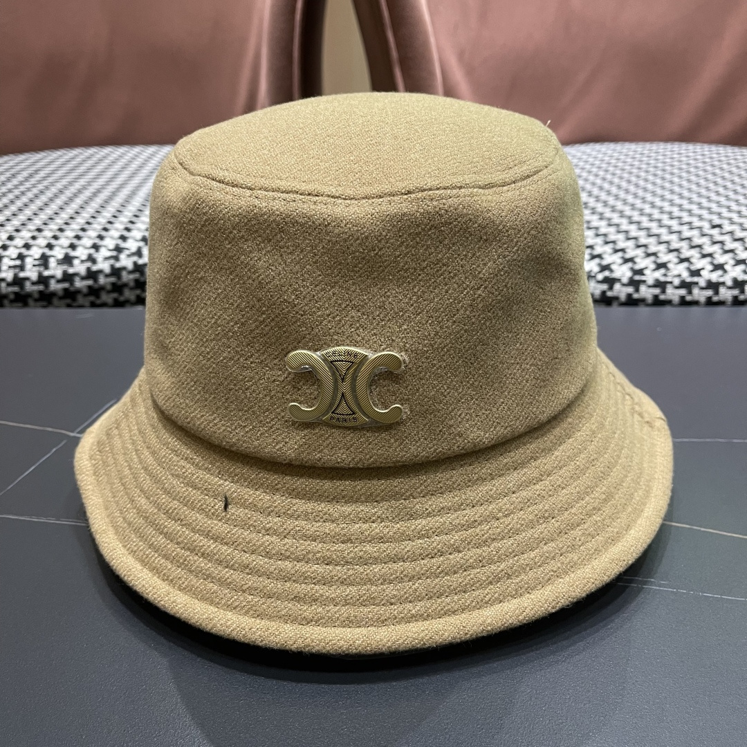 CELINE赛琳羊毛呢渔夫帽女秋冬季加厚保暖防寒大帽檐遮脸盆帽男水桶帽显脸小