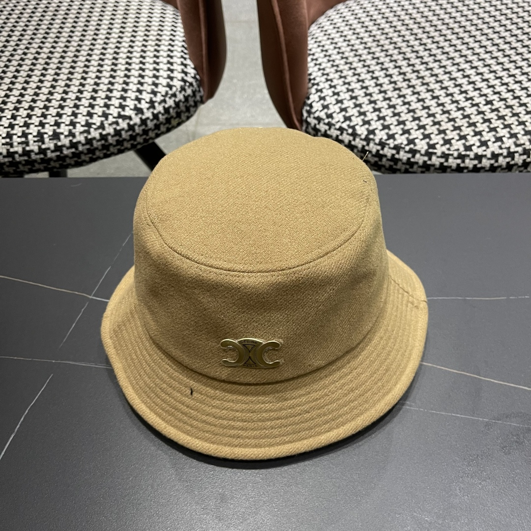 CELINE赛琳羊毛呢渔夫帽女秋冬季加厚保暖防寒大帽檐遮脸盆帽男水桶帽显脸小