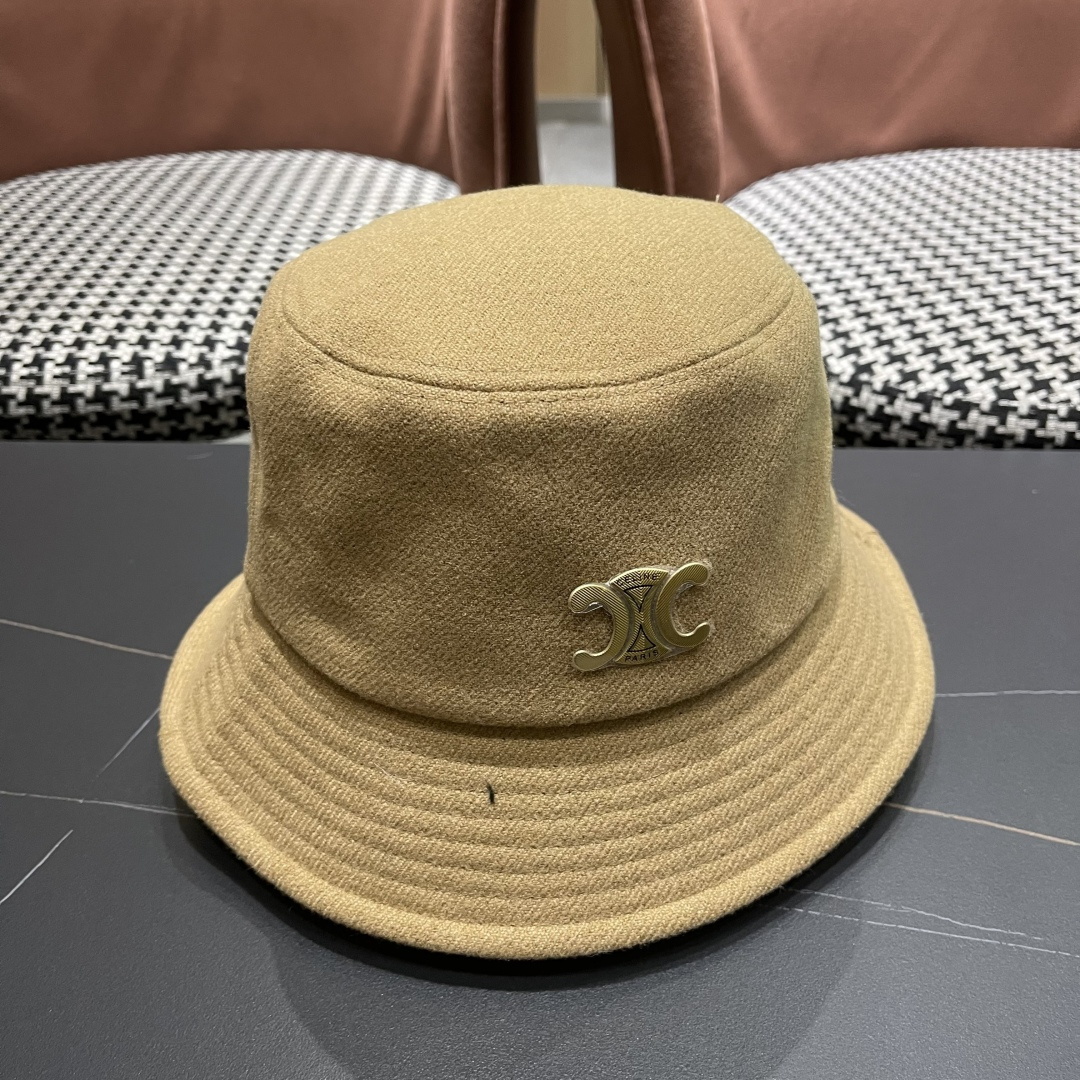 CELINE赛琳羊毛呢渔夫帽女秋冬季加厚保暖防寒大帽檐遮脸盆帽男水桶帽显脸小