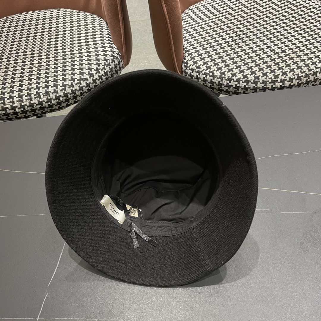 CELINE赛琳羊毛呢渔夫帽女秋冬季加厚保暖防寒大帽檐遮脸盆帽男水桶帽显脸小