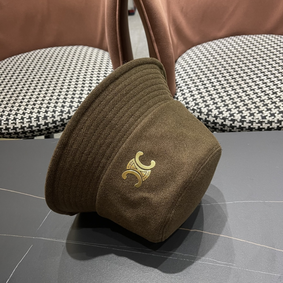 CELINE赛琳羊毛呢渔夫帽女秋冬季加厚保暖防寒大帽檐遮脸盆帽男水桶帽显脸小