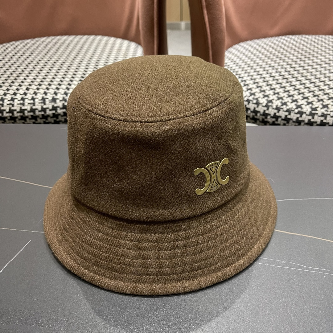 CELINE赛琳羊毛呢渔夫帽女秋冬季加厚保暖防寒大帽檐遮脸盆帽男水桶帽显脸小