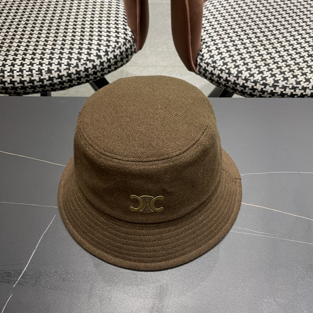 CELINE赛琳羊毛呢渔夫帽女秋冬季加厚保暖防寒大帽檐遮脸盆帽男水桶帽显脸小