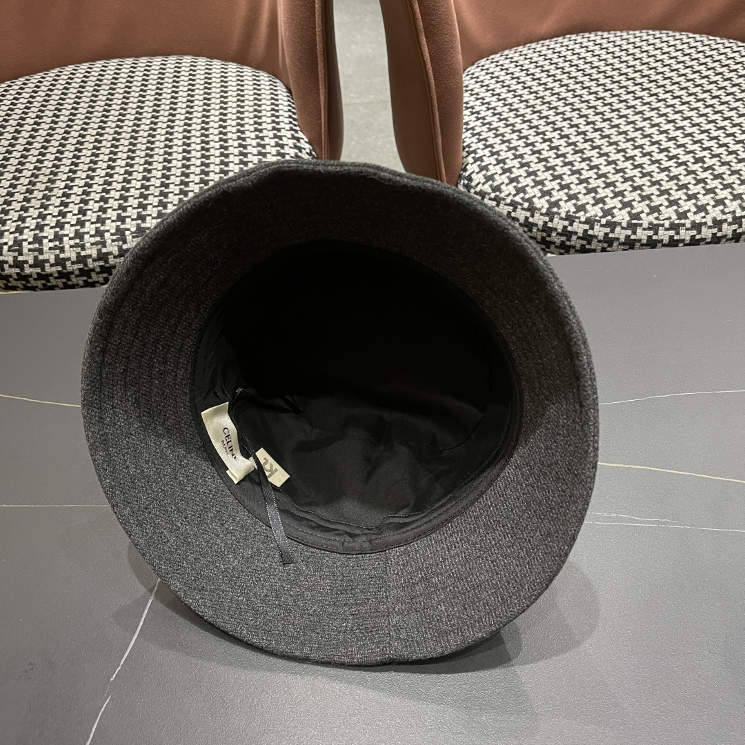 CELINE赛琳羊毛呢渔夫帽女秋冬季加厚保暖防寒大帽檐遮脸盆帽男水桶帽显脸小