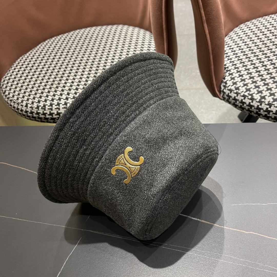 CELINE赛琳羊毛呢渔夫帽女秋冬季加厚保暖防寒大帽檐遮脸盆帽男水桶帽显脸小