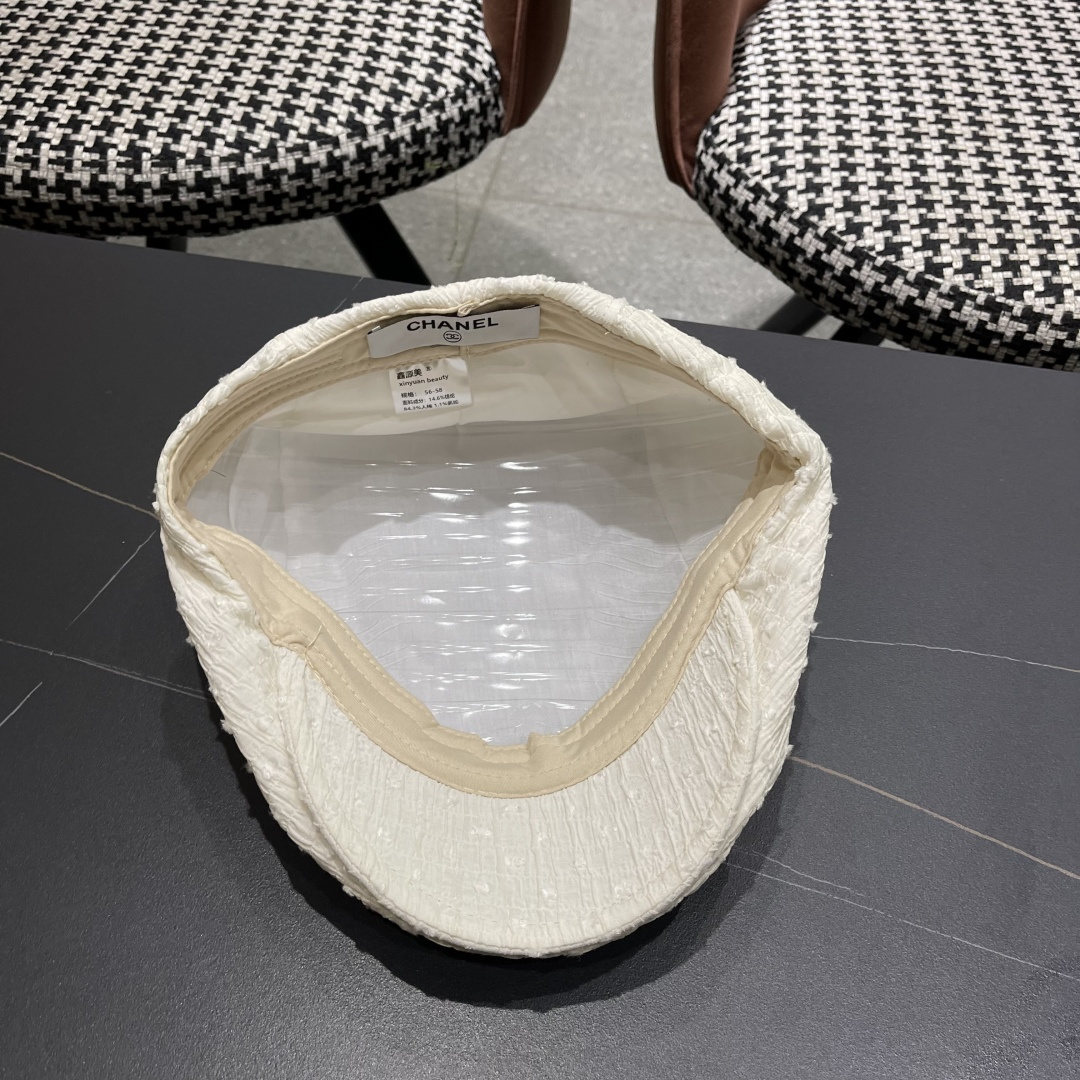 CHANEL香奈儿反戴贝雷帽前进帽女2025春夏新款大头围显脸小复古气质报童帽秋冬