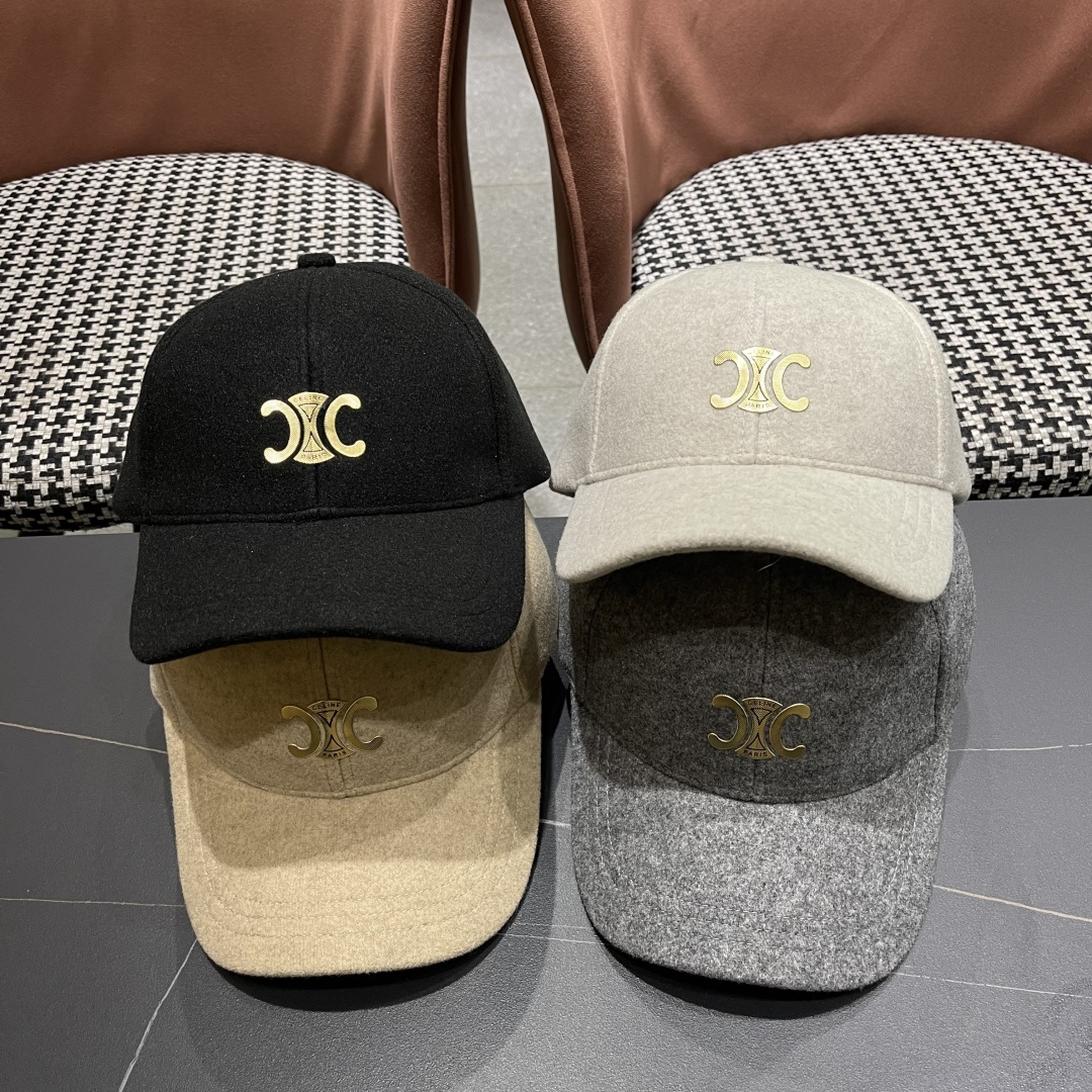  CELINE·赛琳 秋冬新款双C字母绣花羊毛棒球帽帽型完全按照Z1定做。定制编织羊毛面料，超有质感！细