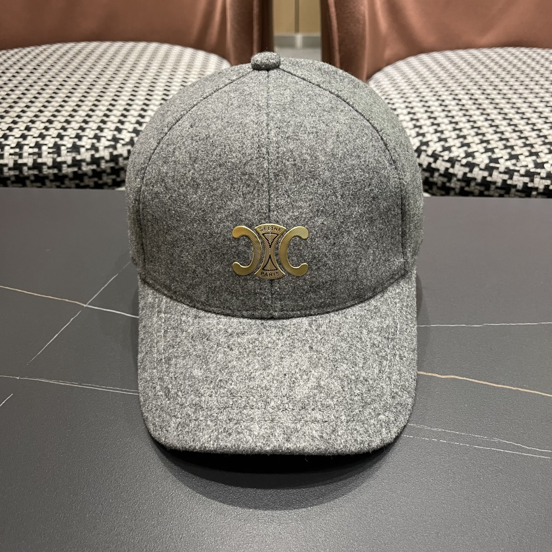 CELINE·赛琳 秋冬新款双C字母绣花羊毛棒球帽帽型完全按照Z:1定做。定制编织羊毛面料，超有质感！细