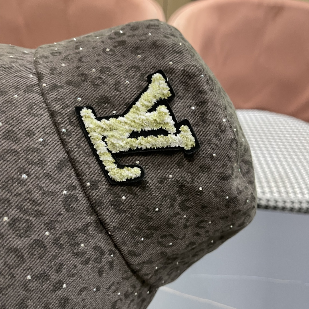 Lv路易威登 韩版时尚水钻豹纹渔夫帽子女春夏季宽檐显脸小户外遮阳防晒盆帽潮