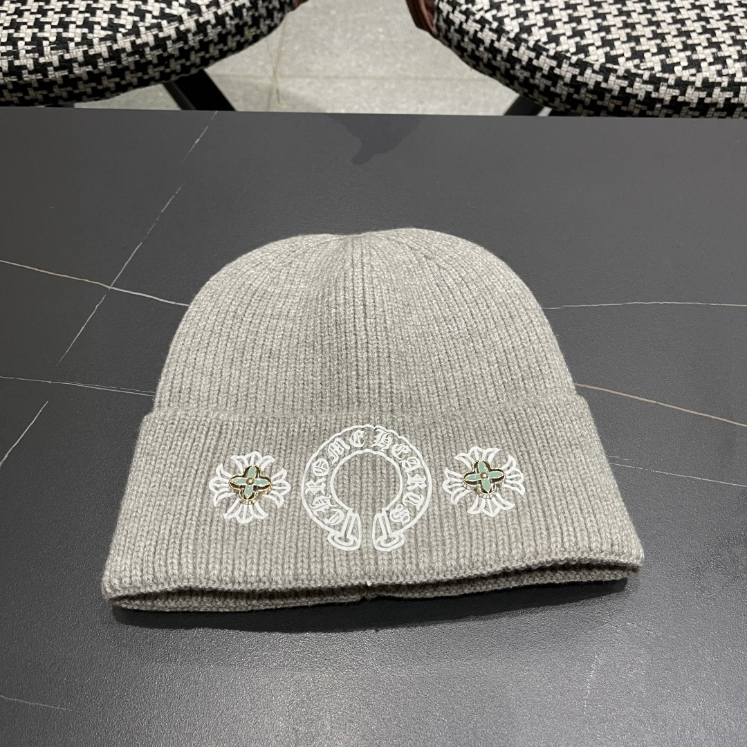 克罗心 新品韩版毛线帽潮男套头优雅十字架刺绣字母嘻哈针织帽秋冬女保暖