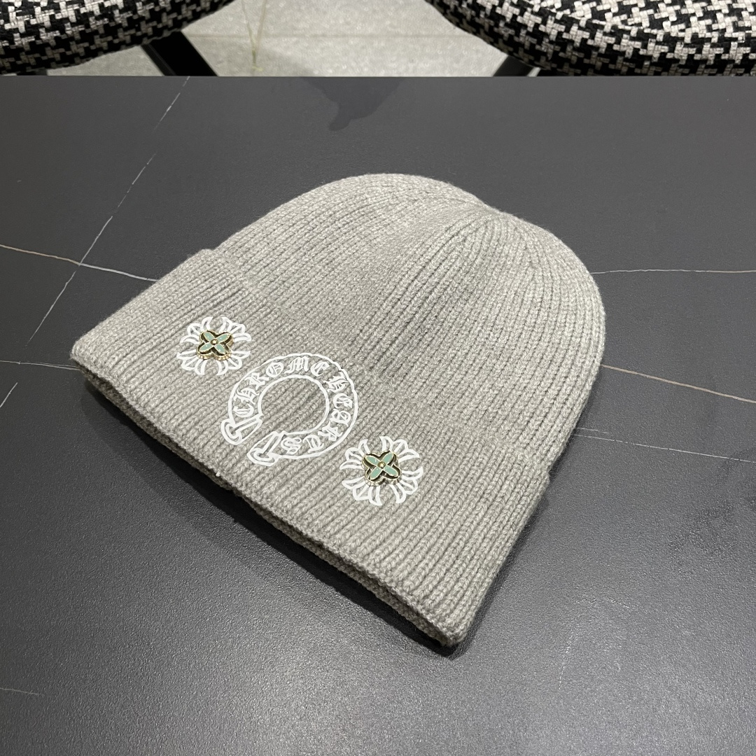 克罗心 新品韩版毛线帽潮男套头优雅十字架刺绣字母嘻哈针织帽秋冬女保暖