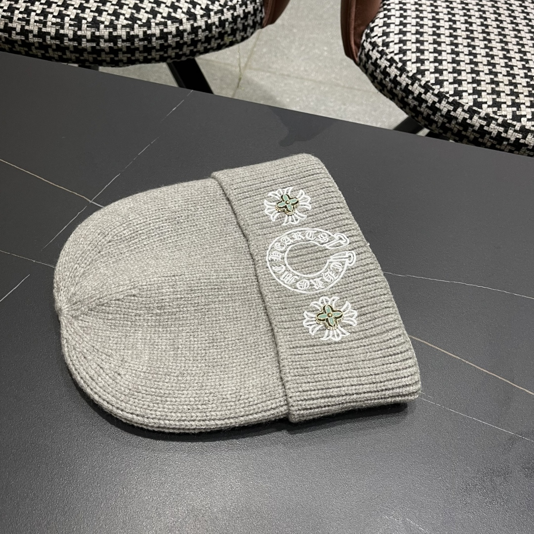 克罗心 新品韩版毛线帽潮男套头优雅十字架刺绣字母嘻哈针织帽秋冬女保暖